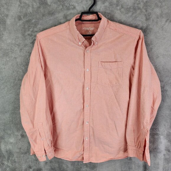 Mens Peach Eddie Bauer Legend Wash Shirt Button Up Cotton Long Sleeve Size XXL - Picture 2 of 8